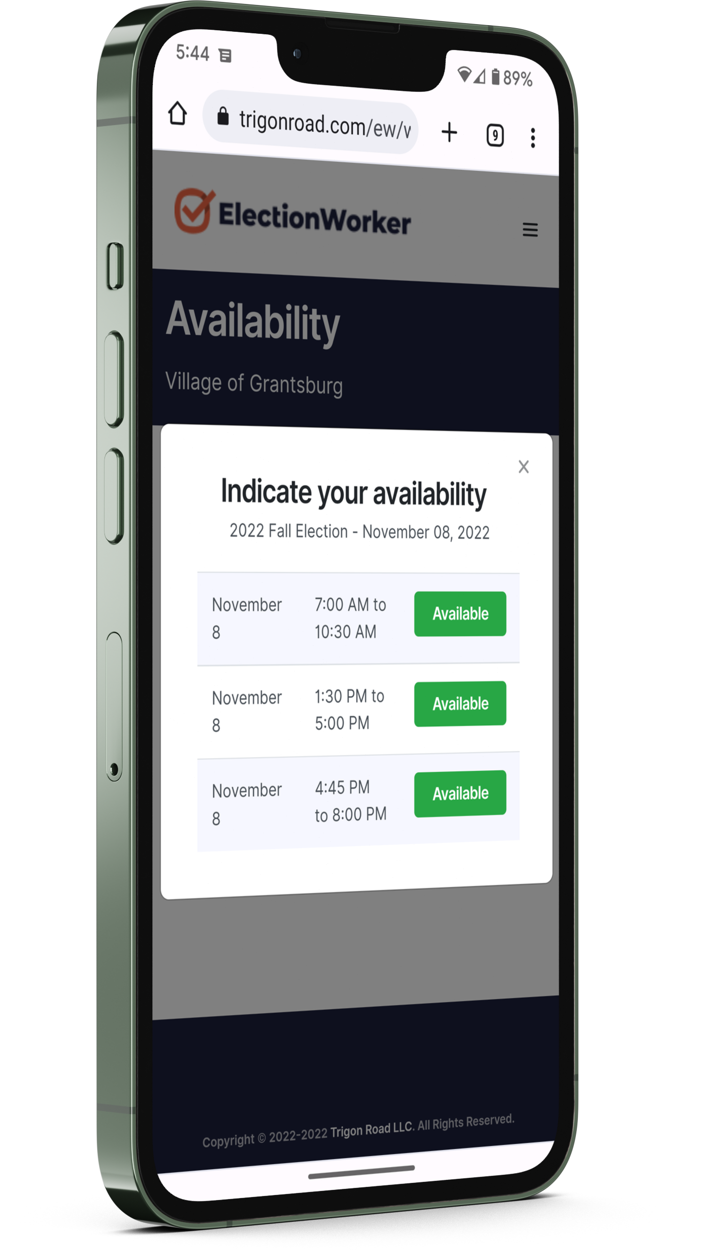 Worker availability mobile